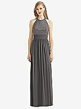 Front View Thumbnail - Caviar Gray Halter Lux Chiffon Sequin Bodice Dress