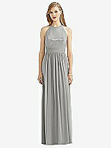 Front View Thumbnail - Chelsea Gray Halter Lux Chiffon Sequin Bodice Dress