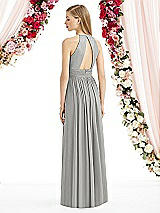 Rear View Thumbnail - Chelsea Gray Halter Lux Chiffon Sequin Bodice Dress