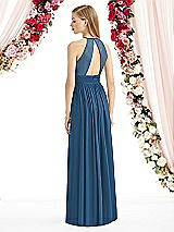 Rear View Thumbnail - Dusk Blue Halter Lux Chiffon Sequin Bodice Dress