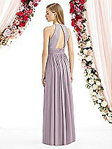 Rear View Thumbnail - Lilac Dusk Halter Lux Chiffon Sequin Bodice Dress
