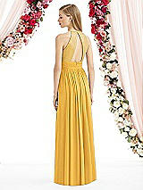 Rear View Thumbnail - NYC Yellow Halter Lux Chiffon Sequin Bodice Dress