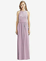 Front View Thumbnail - Suede Rose Halter Lux Chiffon Sequin Bodice Dress