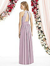 Rear View Thumbnail - Suede Rose Halter Lux Chiffon Sequin Bodice Dress