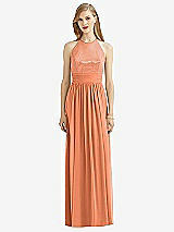 Front View Thumbnail - Sweet Melon Halter Lux Chiffon Sequin Bodice Dress