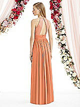 Rear View Thumbnail - Sweet Melon Halter Lux Chiffon Sequin Bodice Dress
