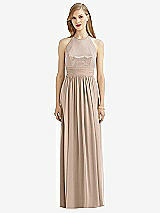 Front View Thumbnail - Topaz Halter Lux Chiffon Sequin Bodice Dress