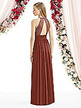 Rear View Thumbnail - Auburn Moon Halter Lux Chiffon Sequin Bodice Dress