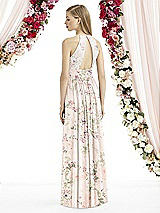 Rear View Thumbnail - Blush Garden Halter Lux Chiffon Sequin Bodice Dress