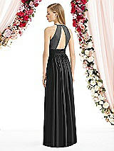 Rear View Thumbnail - Black Halter Lux Chiffon Sequin Bodice Dress