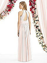 Rear View Thumbnail - Blush Halter Lux Chiffon Sequin Bodice Dress