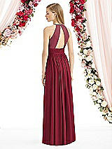 Rear View Thumbnail - Burgundy Halter Lux Chiffon Sequin Bodice Dress