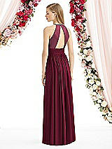 Rear View Thumbnail - Cabernet Halter Lux Chiffon Sequin Bodice Dress