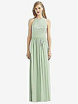 Front View Thumbnail - Celadon Halter Lux Chiffon Sequin Bodice Dress