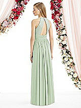 Rear View Thumbnail - Celadon Halter Lux Chiffon Sequin Bodice Dress