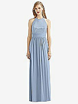 Front View Thumbnail - Cloudy Halter Lux Chiffon Sequin Bodice Dress