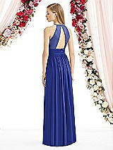 Rear View Thumbnail - Cobalt Blue Halter Lux Chiffon Sequin Bodice Dress