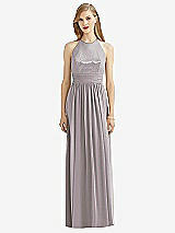 Front View Thumbnail - Cashmere Gray Halter Lux Chiffon Sequin Bodice Dress
