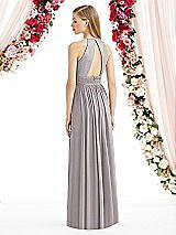 Rear View Thumbnail - Cashmere Gray Halter Lux Chiffon Sequin Bodice Dress