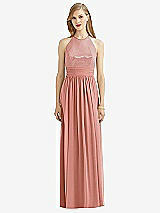 Front View Thumbnail - Desert Rose Halter Lux Chiffon Sequin Bodice Dress