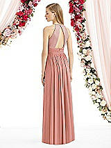 Rear View Thumbnail - Desert Rose Halter Lux Chiffon Sequin Bodice Dress