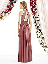 Rear View Thumbnail - English Rose Halter Lux Chiffon Sequin Bodice Dress