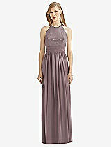 Front View Thumbnail - French Truffle Halter Lux Chiffon Sequin Bodice Dress