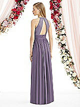 Rear View Thumbnail - Lavender Halter Lux Chiffon Sequin Bodice Dress