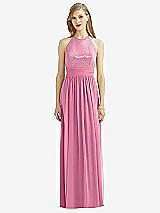 Front View Thumbnail - Orchid Pink Halter Lux Chiffon Sequin Bodice Dress