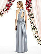 Rear View Thumbnail - Platinum Halter Lux Chiffon Sequin Bodice Dress