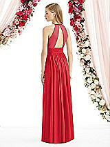 Rear View Thumbnail - Parisian Red Halter Lux Chiffon Sequin Bodice Dress