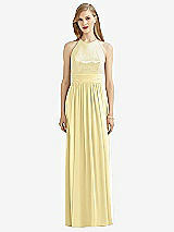 Front View Thumbnail - Pale Yellow Halter Lux Chiffon Sequin Bodice Dress