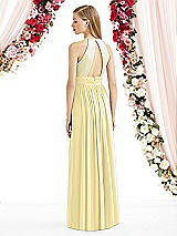 Rear View Thumbnail - Pale Yellow Halter Lux Chiffon Sequin Bodice Dress