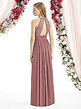 Rear View Thumbnail - Rosewood Halter Lux Chiffon Sequin Bodice Dress