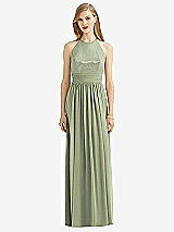 Front View Thumbnail - Sage Halter Lux Chiffon Sequin Bodice Dress