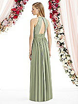 Rear View Thumbnail - Sage Halter Lux Chiffon Sequin Bodice Dress