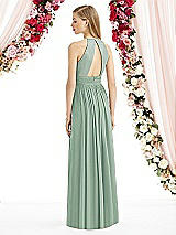 Rear View Thumbnail - Seagrass Halter Lux Chiffon Sequin Bodice Dress