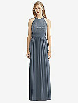 Front View Thumbnail - Silverstone Halter Lux Chiffon Sequin Bodice Dress
