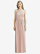 Front View Thumbnail - Toasted Sugar Halter Lux Chiffon Sequin Bodice Dress