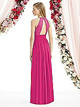 Rear View Thumbnail - Think Pink Halter Lux Chiffon Sequin Bodice Dress