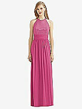 Front View Thumbnail - Tea Rose Halter Lux Chiffon Sequin Bodice Dress