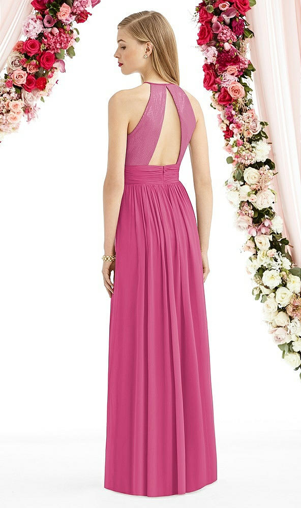 Back View - Tea Rose Halter Lux Chiffon Sequin Bodice Dress