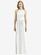 Front View Thumbnail - White Halter Lux Chiffon Sequin Bodice Dress