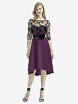 Rear View Thumbnail - Aubergine & Off White After Six Bridesmaid Dress 6746