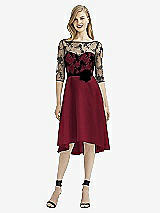 Rear View Thumbnail - Burgundy & Off White After Six Bridesmaid Dress 6746