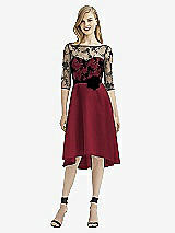 Rear View Thumbnail - Claret & Off White After Six Bridesmaid Dress 6746