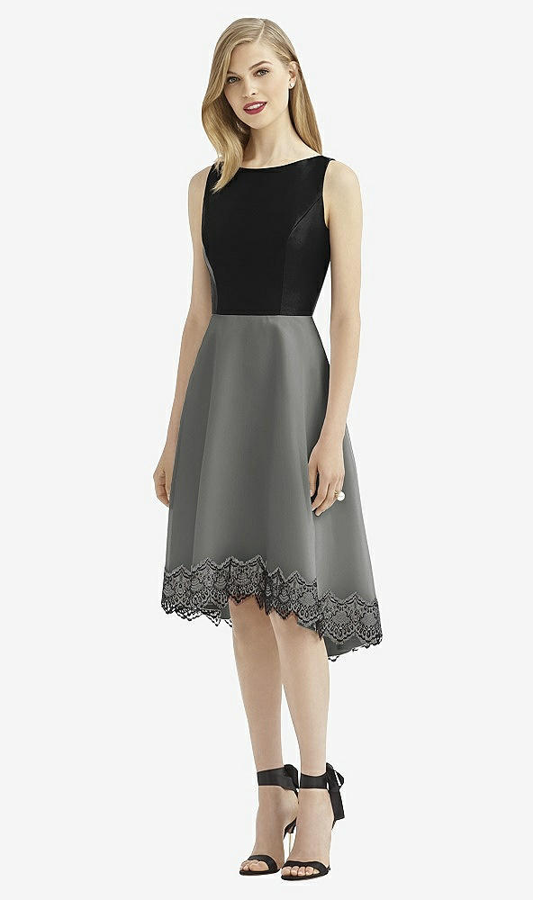 Front View - Charcoal Gray & Black After Six Bridesmaid Dress 6748