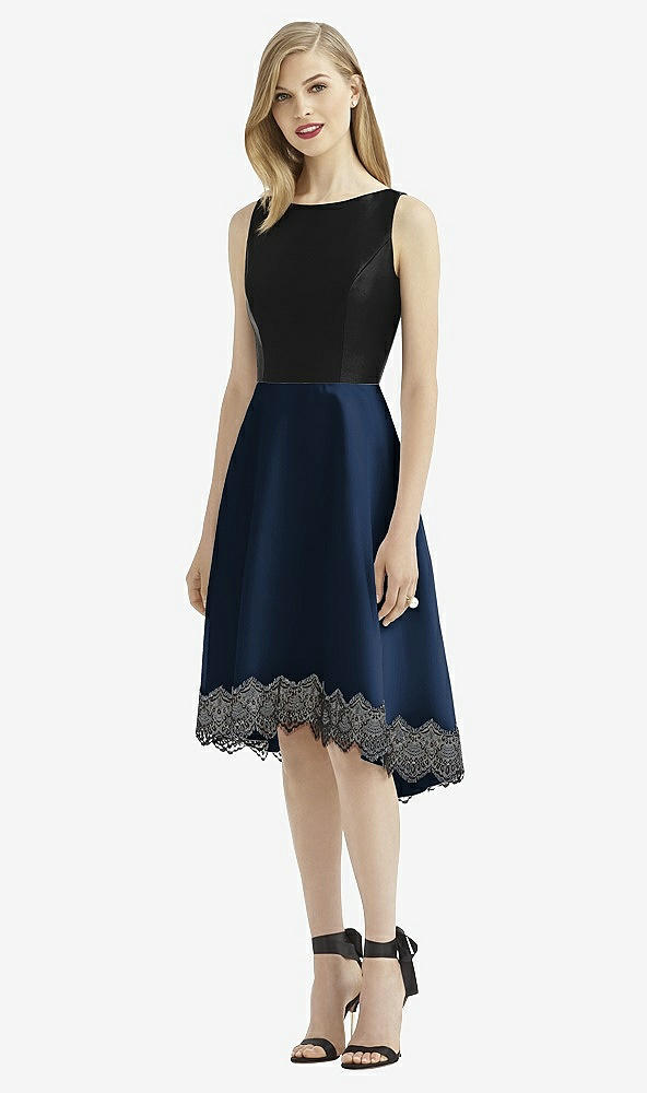 Front View - Midnight Navy & Black After Six Bridesmaid Dress 6748