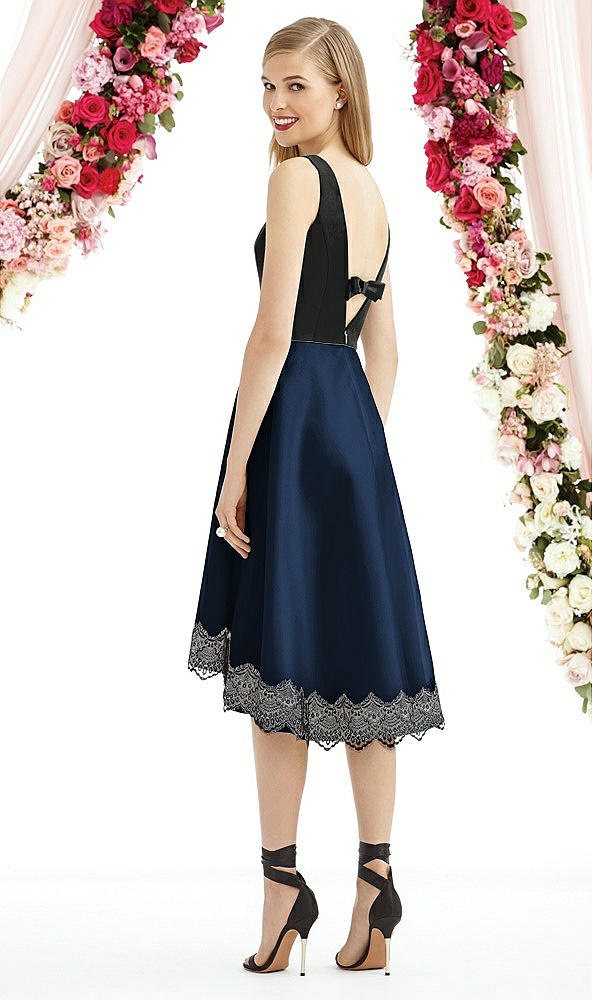 Back View - Midnight Navy & Black After Six Bridesmaid Dress 6748