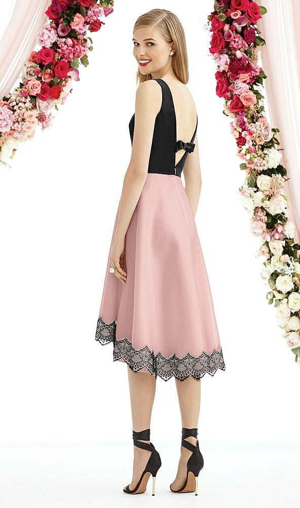Back View - Rose - PANTONE Rose Quartz & Black After Six Bridesmaid Dress 6748